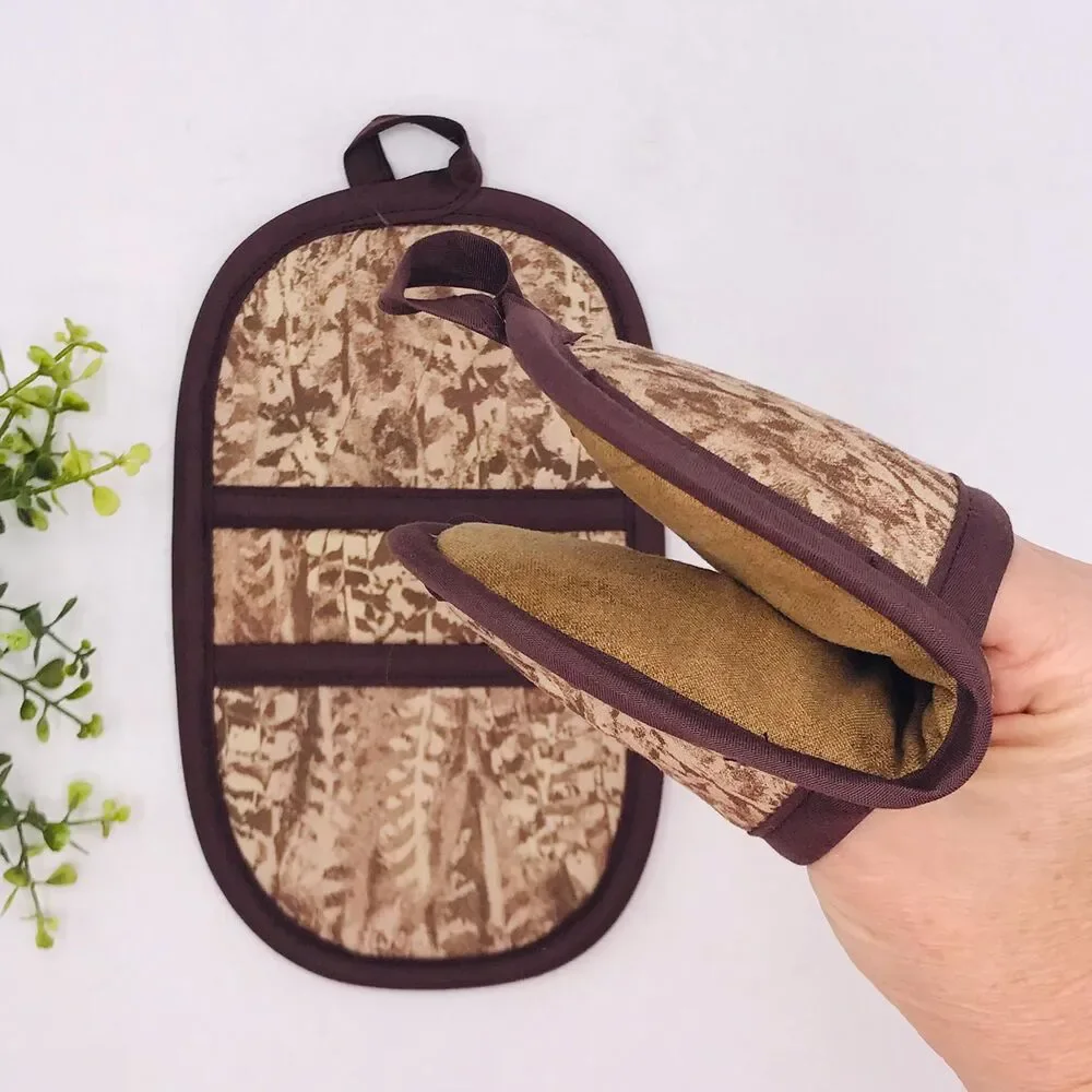 Set of 2 Finger Hotpad Potholders, Neutral Brown Tan 2 Piece Set